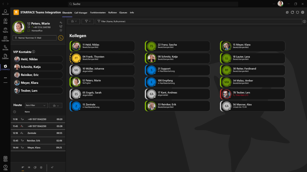 Starface neues Design in Microsoft Teams